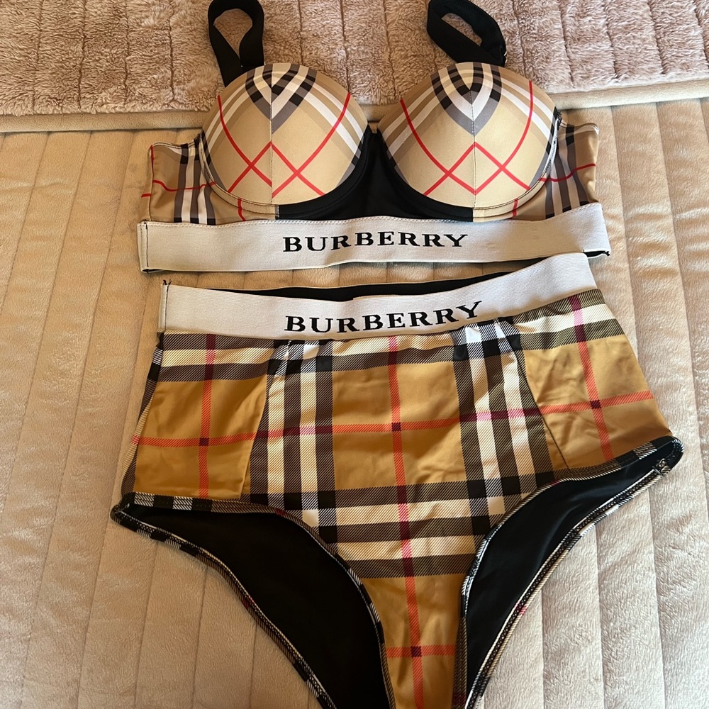 Burberry Red and Black Bikini Swimwear